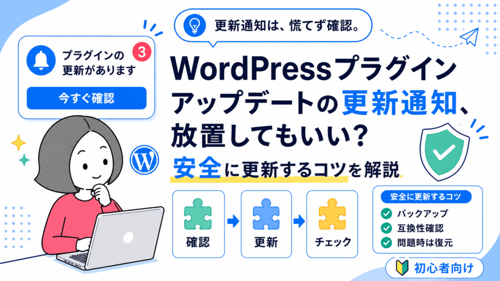 WordPressプラグインアップデートの更新通知、放置してもいい？安全に更新するコツを解説